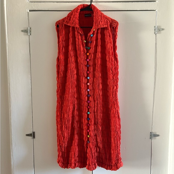 Richard K Tsao Ruched Orange Duster Jacket originally designed for MoMa - Picture 1 of 5